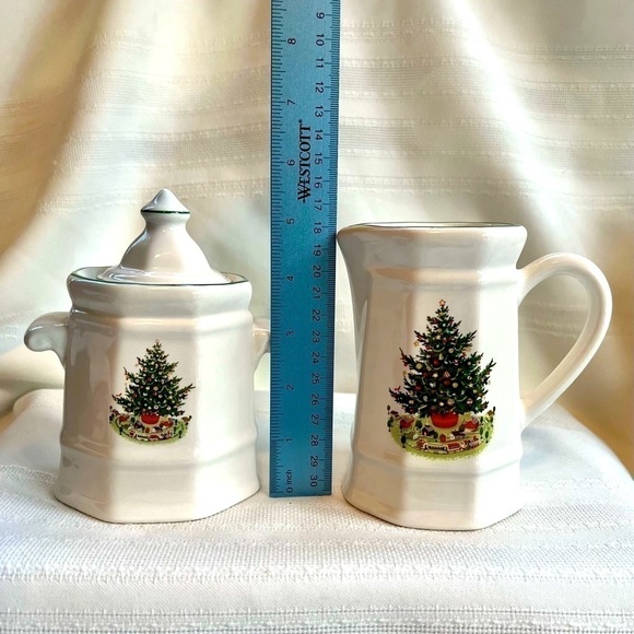 Pfaltzgraff Christmas Heritage‎ Creamer & Sugar Bowl VTG Made in USA EUC - Picture 8 of 8